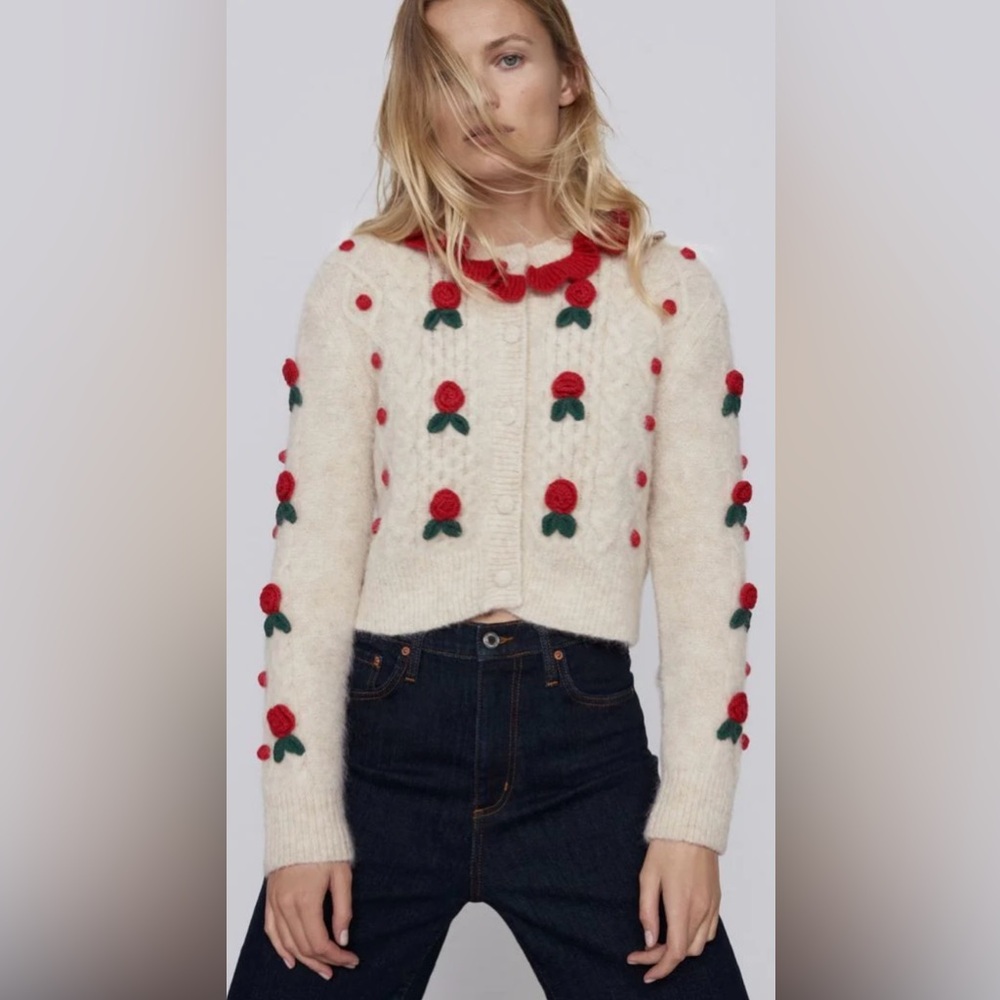 Zara limited edition rose cardigan